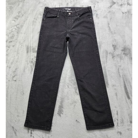 Time and Tru Jeans Womens M Black Pull On Mid Rise Straight Leg Stretch Denim - Picture 1 of 12